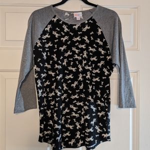 LLR size M top with unicorn theme